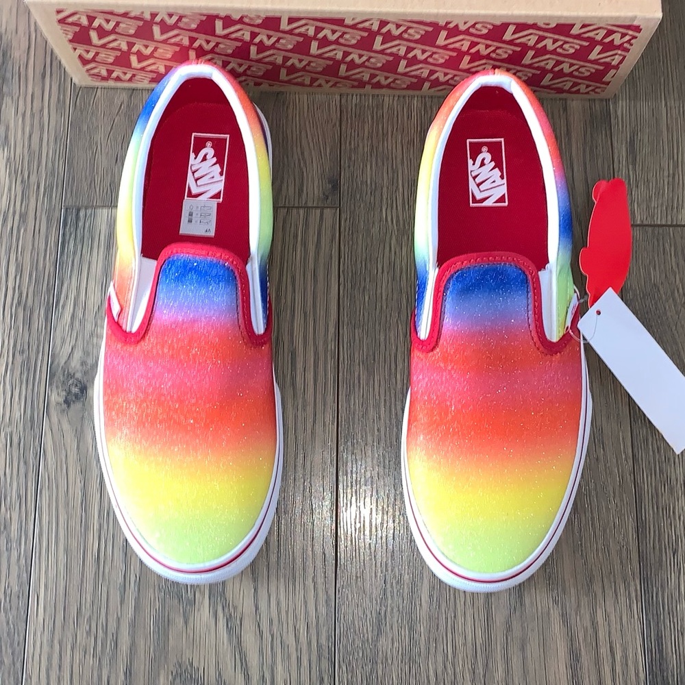 Vans slip on rainbow glitter shoes sneakers - Picture 6 of 8